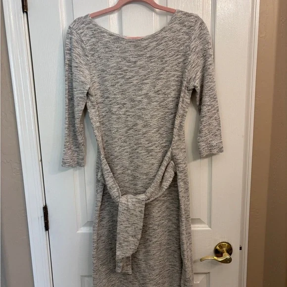 Anthropologie T.La Gray Knee Length Sweater Dress Women’s Size Small Front Tie - Picture 2 of 12